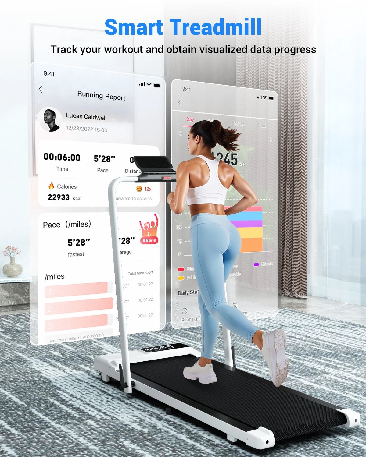 Walking Pad Treadmill with Incline and Handle Bar, 3.0 HP Foldable Treadmills 300LBS Capacity Folding Walking Pad 3 in 1 under Desk Treadmill Remote Control with APP