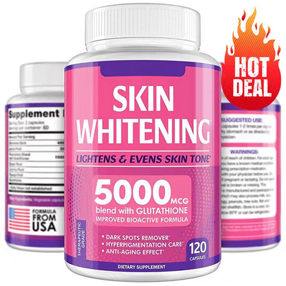 Glutathione Supplements, Collagen, Antioxidants, Anti-Aging, Immunity, Radiance, Skin Whitening Supplements