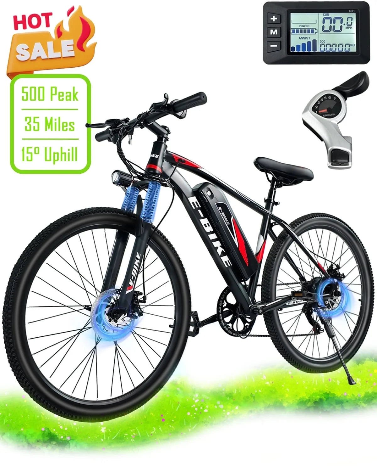 Electric Bike for Adults 750W Peak Motor, 25 Mph Ebike, 26" Tire Electric Bicycles with Max 15° Uphill, 36V 12Ah Battery, 45 Miles PAS Range, E Bikes for Adults and Teens,E-Mountain Bike, UL 2849