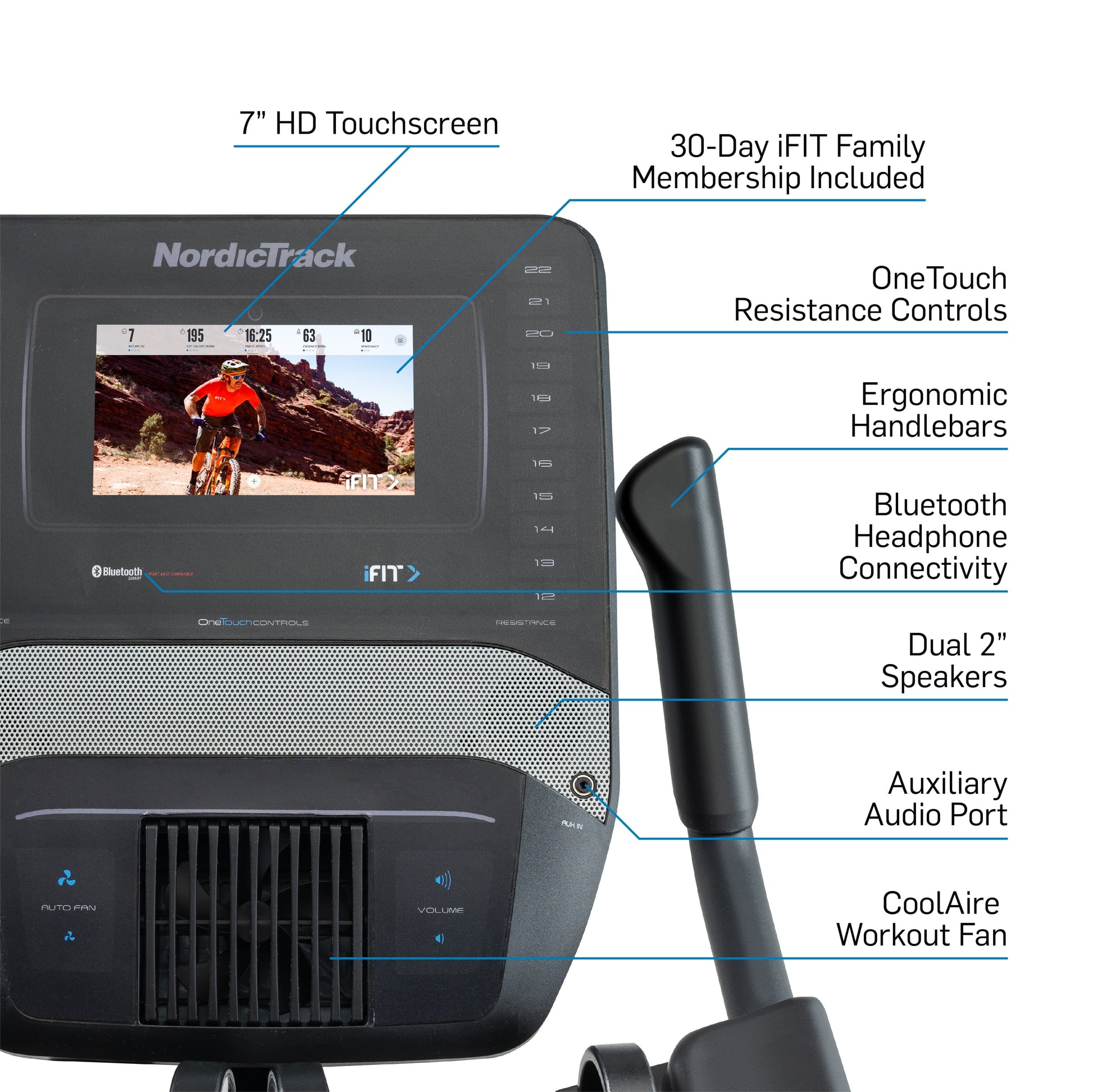 Studio Bike with 7” Smart HD Touchscreen and 30-Day Ifit Family Membership