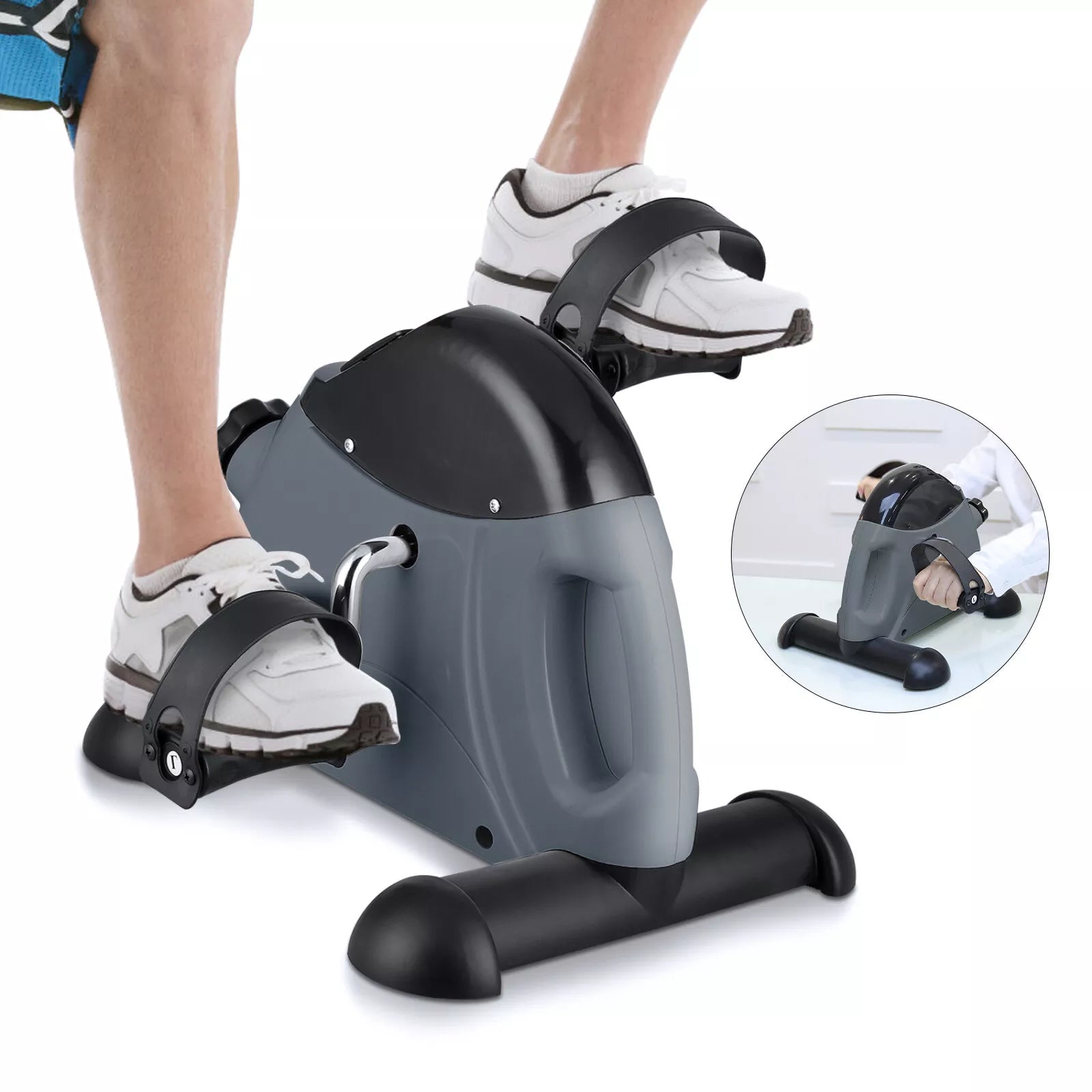 under Desk Exercise Bike, Foot Pedal Exerciser, Portable under Desk Pedal Stepper with Digital Display, Mini Leg Exerciser for Home