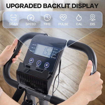 3In1 Folding Exercise Bike Magnetic Upright Bike with 10 Levels of Adjustable Resistance Indoor Cycling Stationary Exercise Bike Perfect for Home Use