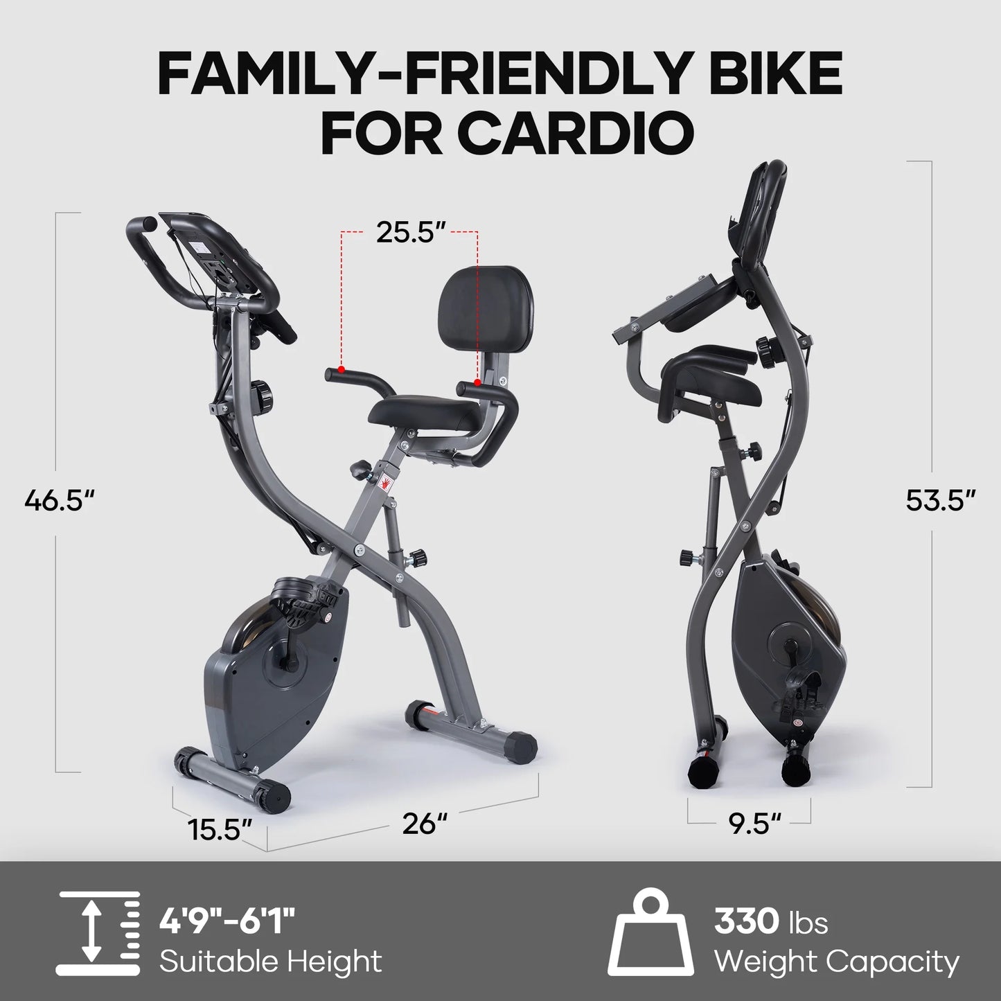 3In1 Folding Exercise Bike Magnetic Upright Bike with 10 Levels of Adjustable Resistance Indoor Cycling Stationary Exercise Bike Perfect for Home Use