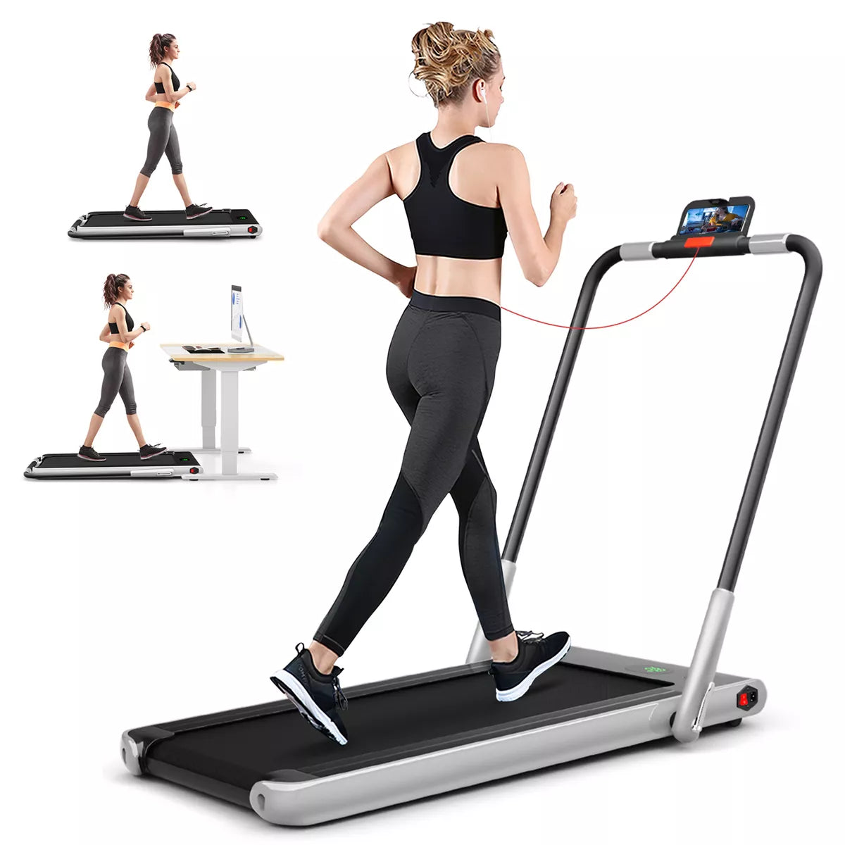 Superfit 2.25HP 2 in 1 Foldable under Desk Treadmill Remote Control
