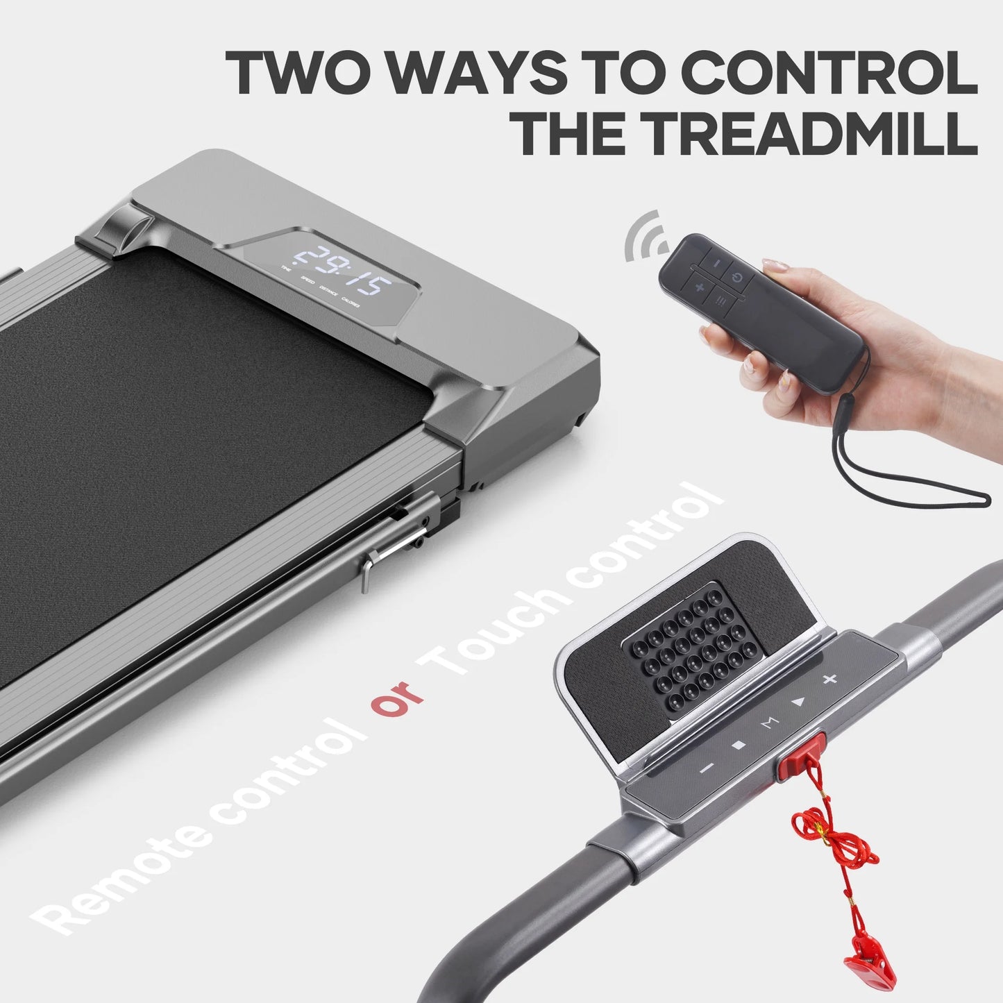 Treadmill 2 in 1 Walking Pad Treadmill Folding 7.5 Mph Running under Desk Treadmill with Remote Control and LED Display for Home Office Use