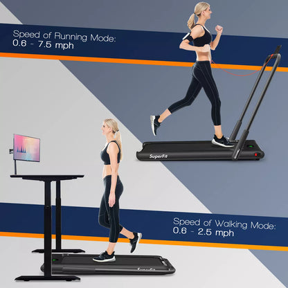 Superfit 2.25HP 2 in 1 Foldable under Desk Treadmill Remote Control