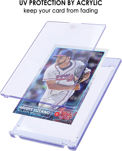 25 Ct Magnetic Card Holder for Trading Cards, 35PT Baseball Card Case Magnet Toploaders Sports Card Protectors with UV Protection Fit for TCG, MTG, Football Cards