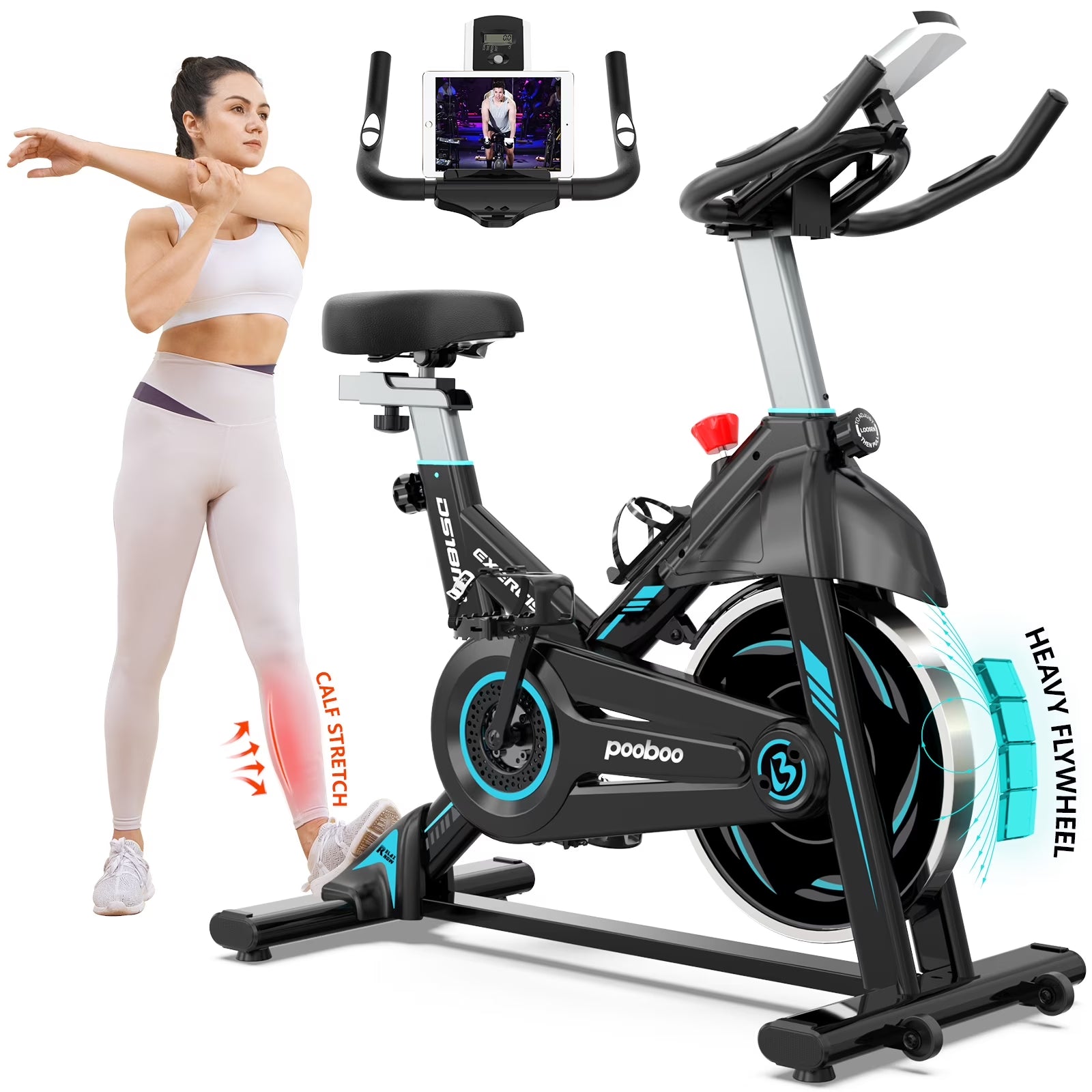 Magnetic Exercise Bike Stationary Bike for Home Gym Indoor Cycling Bike W/Comfortable Seat Cushion 350Lbs