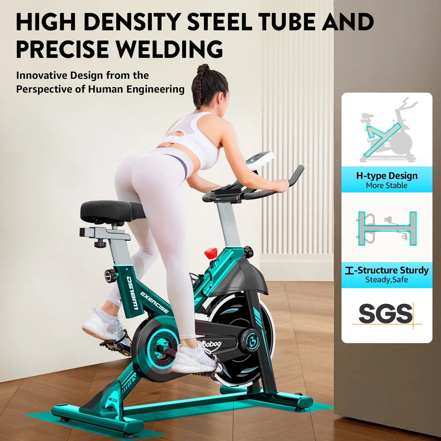 Magnetic Exercise Bike Stationary Bike for Home Gym Indoor Cycling Bike W/Comfortable Seat Cushion 350Lbs