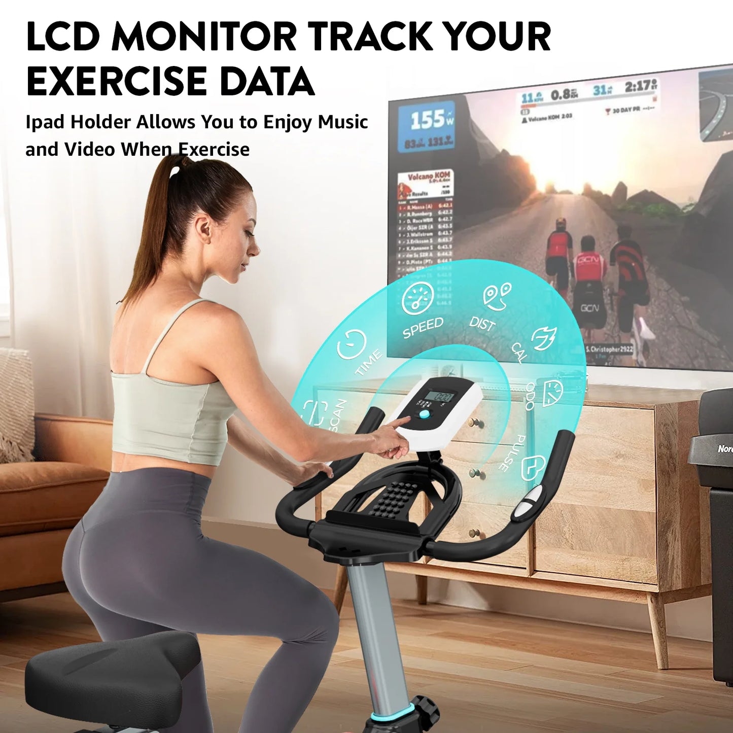 Magnetic Exercise Bike Stationary Bike for Home Gym Indoor Cycling Bike W/Comfortable Seat Cushion 350Lbs