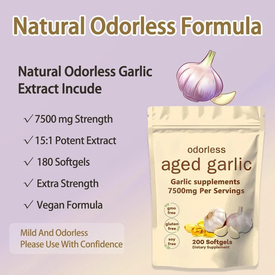 Organic Aged Garlic Extract 7500Mg Odorless – 200 Softgels | Org Anic, Non-Gmo