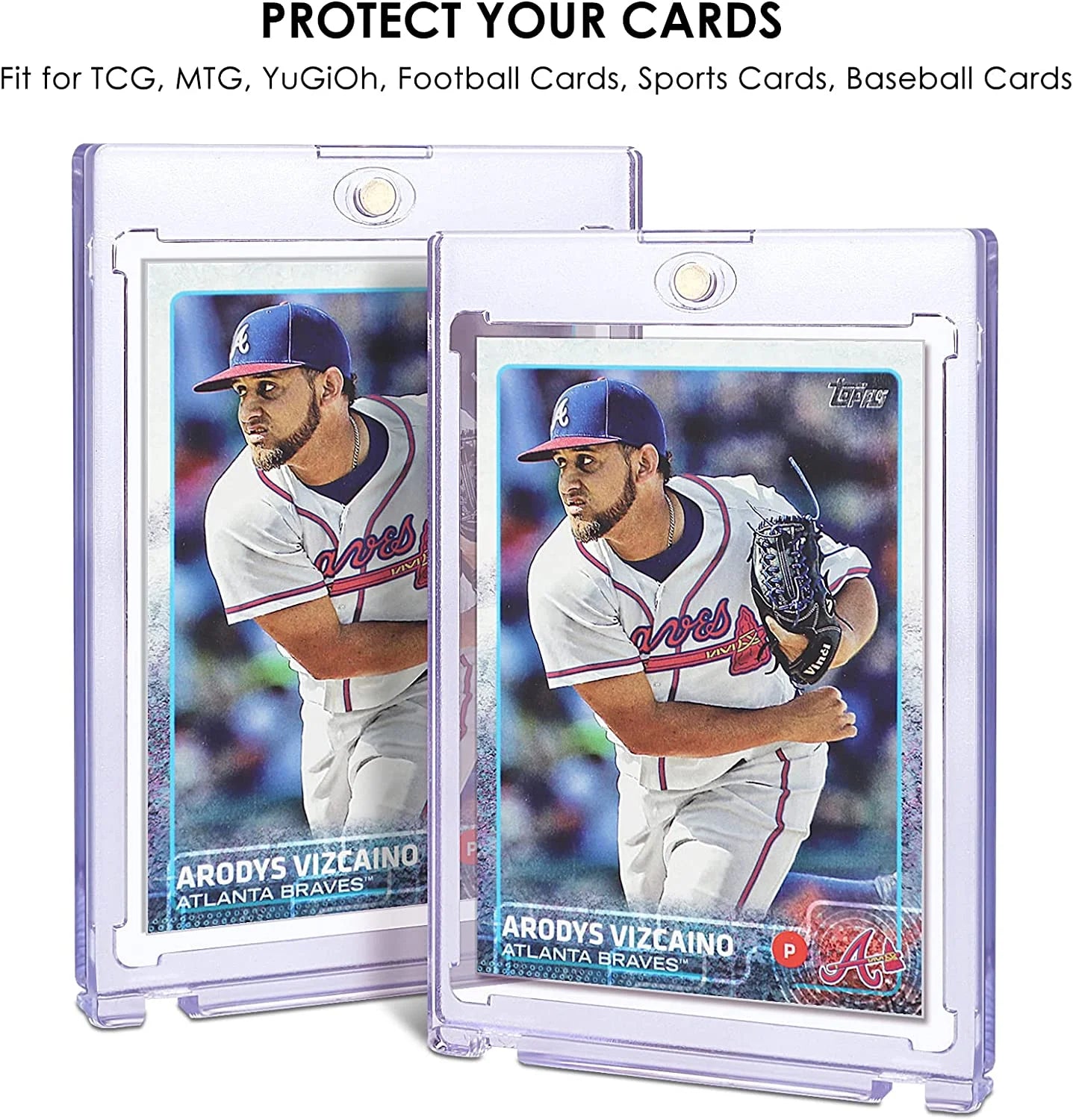 25 Ct Magnetic Card Holder for Trading Cards, 35PT Baseball Card Case Magnet Toploaders Sports Card Protectors with UV Protection Fit for TCG, MTG, Football Cards