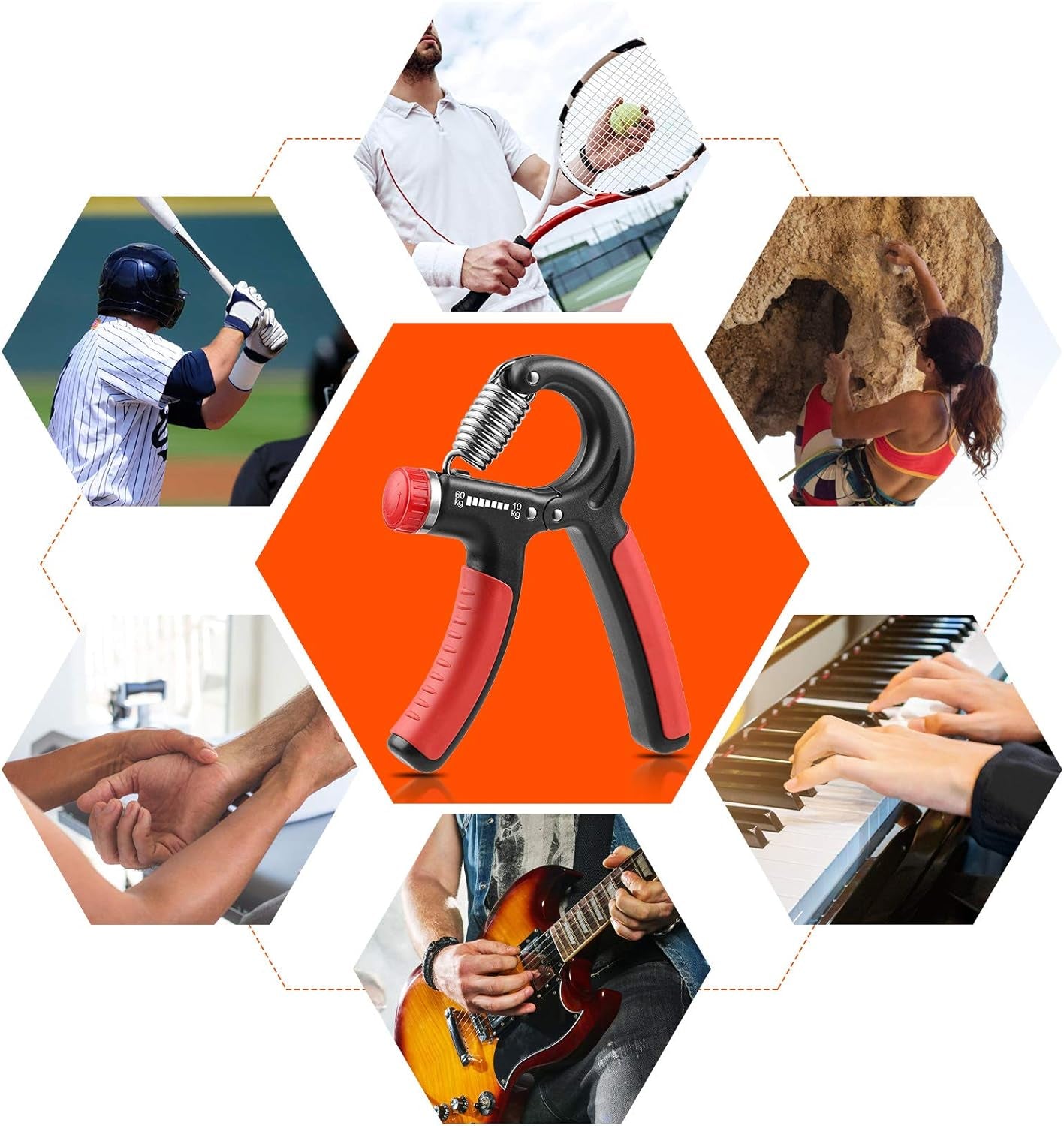 Grip Strength Trainer, Hand Grip Strengthener, Grip Strengthener, Adjustable Resistance, Forearm Strengthener, Perfect for Musicians Athletes