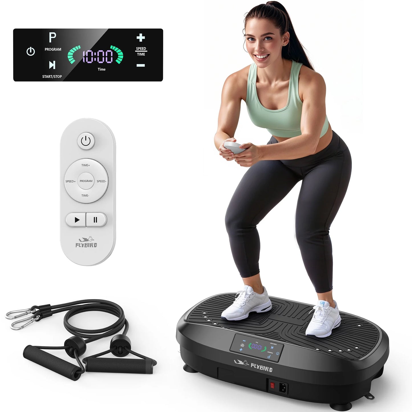 Vibration Plate, Whole Body Workout Vibration Fitness Platform for Lymphatic Drainage, with 2 Resistance Bands