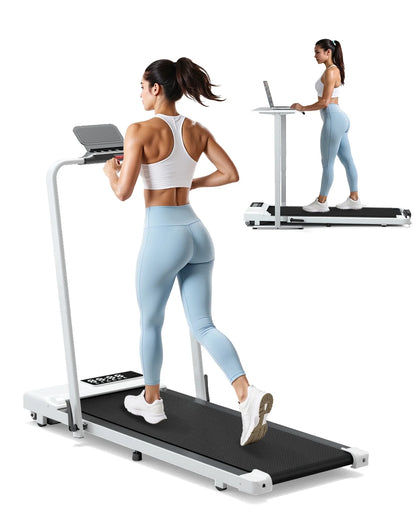 Walking Pad Treadmill with Incline and Handle Bar, 3.0 HP Foldable Treadmills 300LBS Capacity Folding Walking Pad 3 in 1 under Desk Treadmill Remote Control with APP