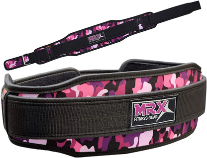 Weight Lifting Belt with Double Back Support Gym Training Camo Purple, XS