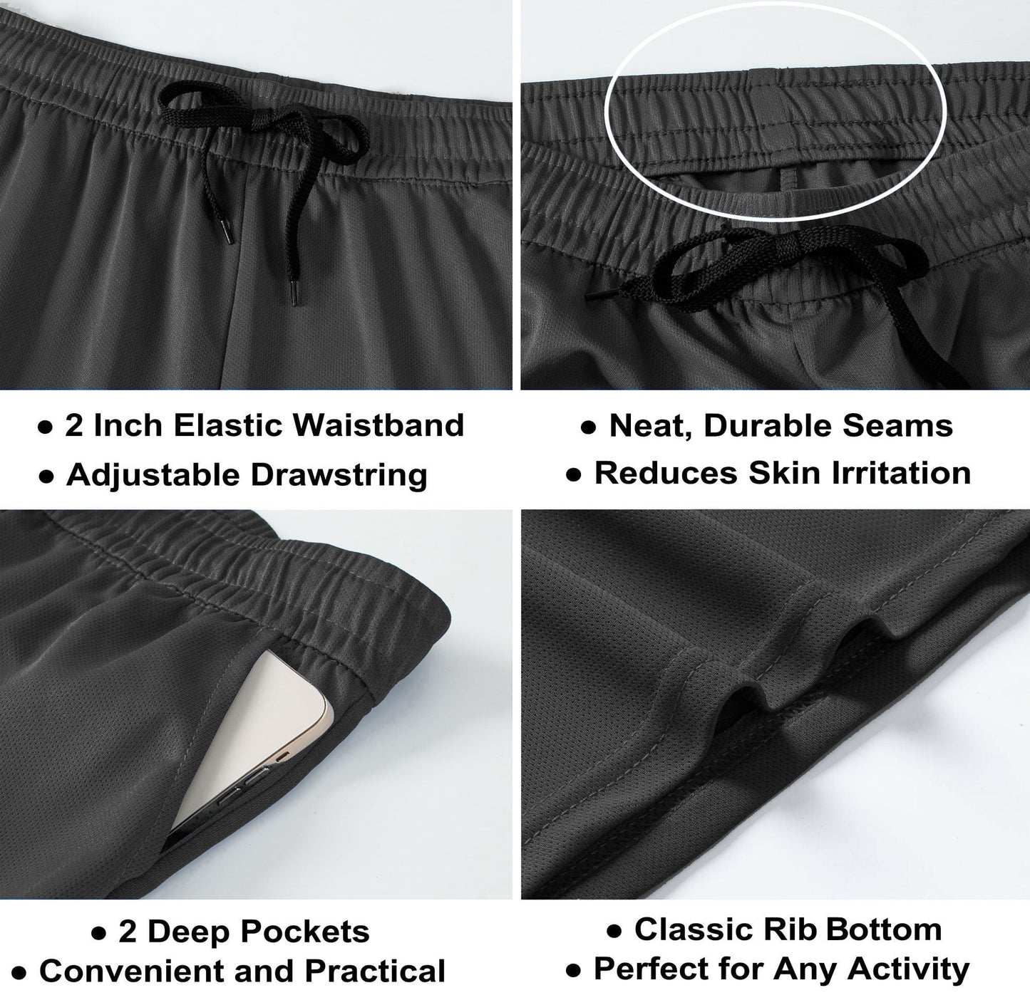 Men'S Athletic Shorts Mesh Workout Gym Activewear Basketball Shorts with Pockets 5 Pack