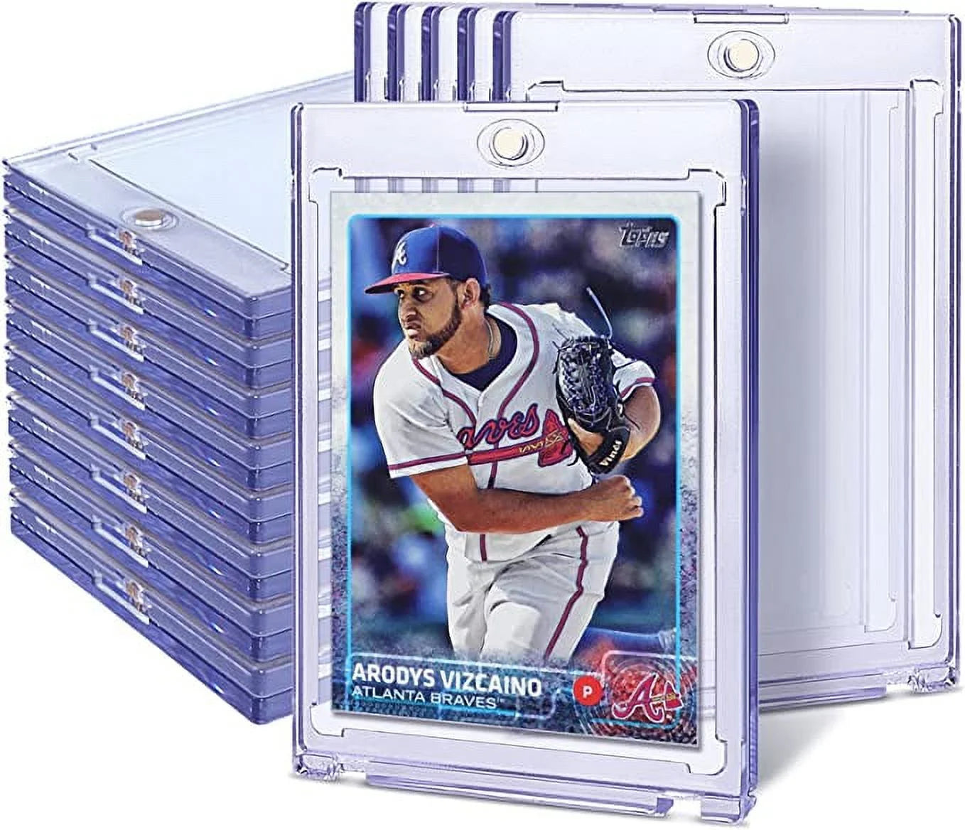 25 Ct Magnetic Card Holder for Trading Cards, 35PT Baseball Card Case Magnet Toploaders Sports Card Protectors with UV Protection Fit for TCG, MTG, Football Cards