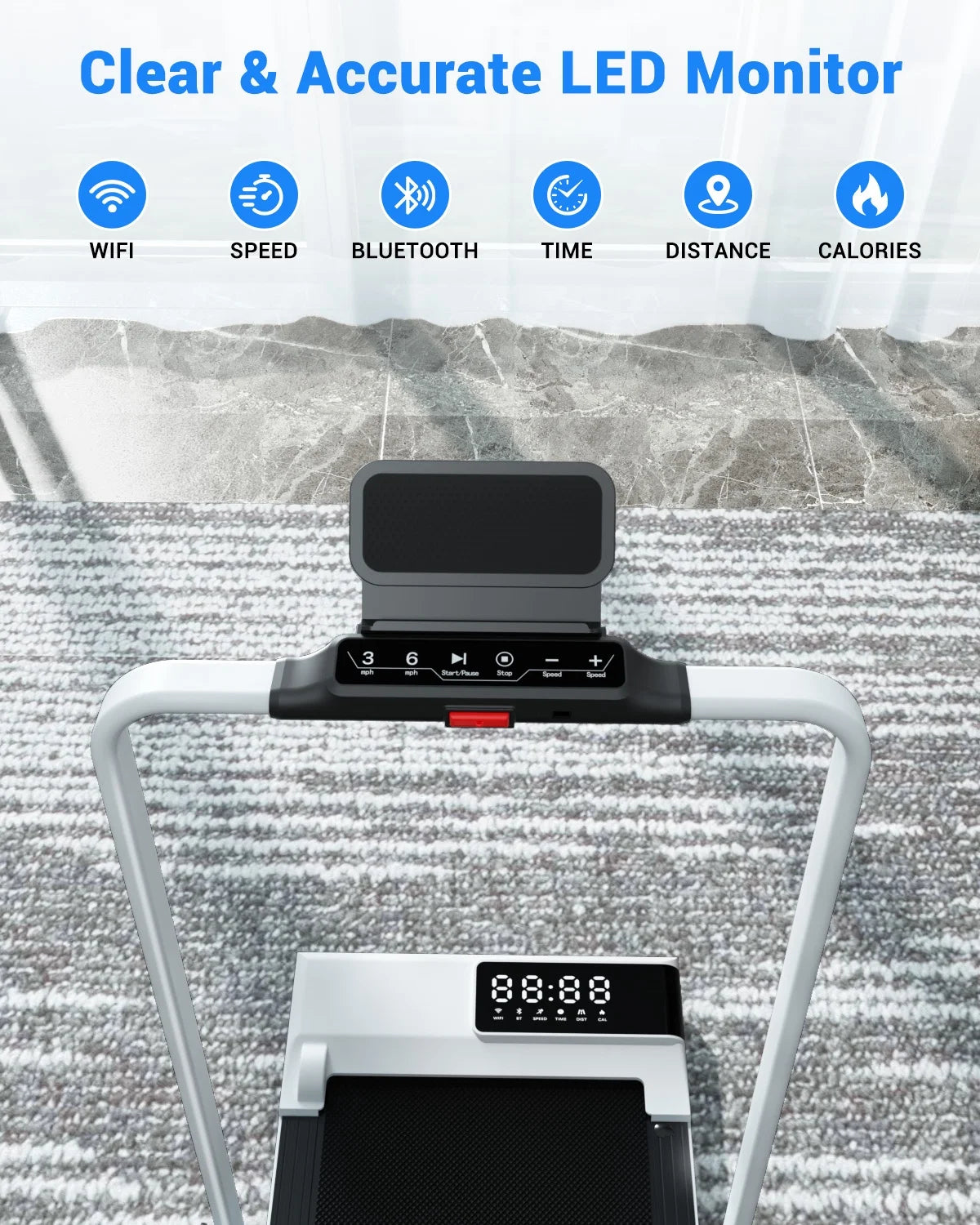 Walking Pad Treadmill with Incline and Handle Bar, 3.0 HP Foldable Treadmills 300LBS Capacity Folding Walking Pad 3 in 1 under Desk Treadmill Remote Control with APP