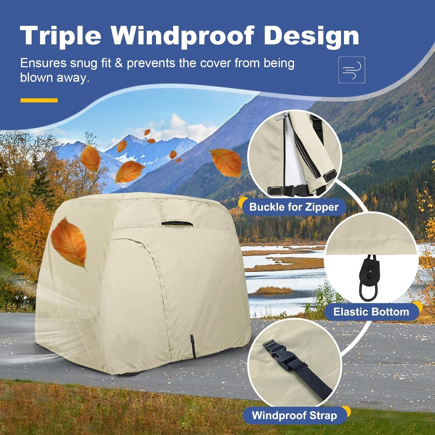 Waterproof Golf Cart Cover Universal Fits for Most Brand 2/4/6 Passenger Car