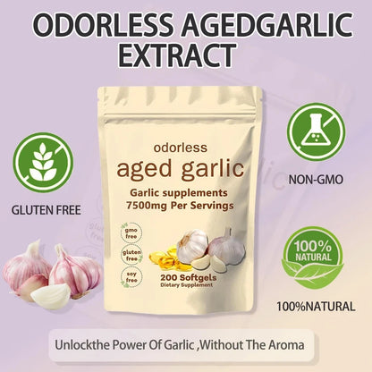 Organic Aged Garlic Extract 7500Mg Odorless – 200 Softgels | Org Anic, Non-Gmo