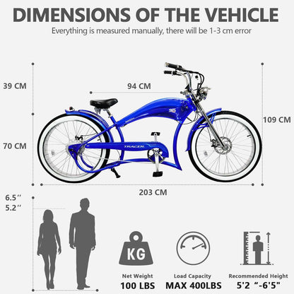 Tracer Twenty5 GT 500W 26" Chopper Cruiser E-Bikes