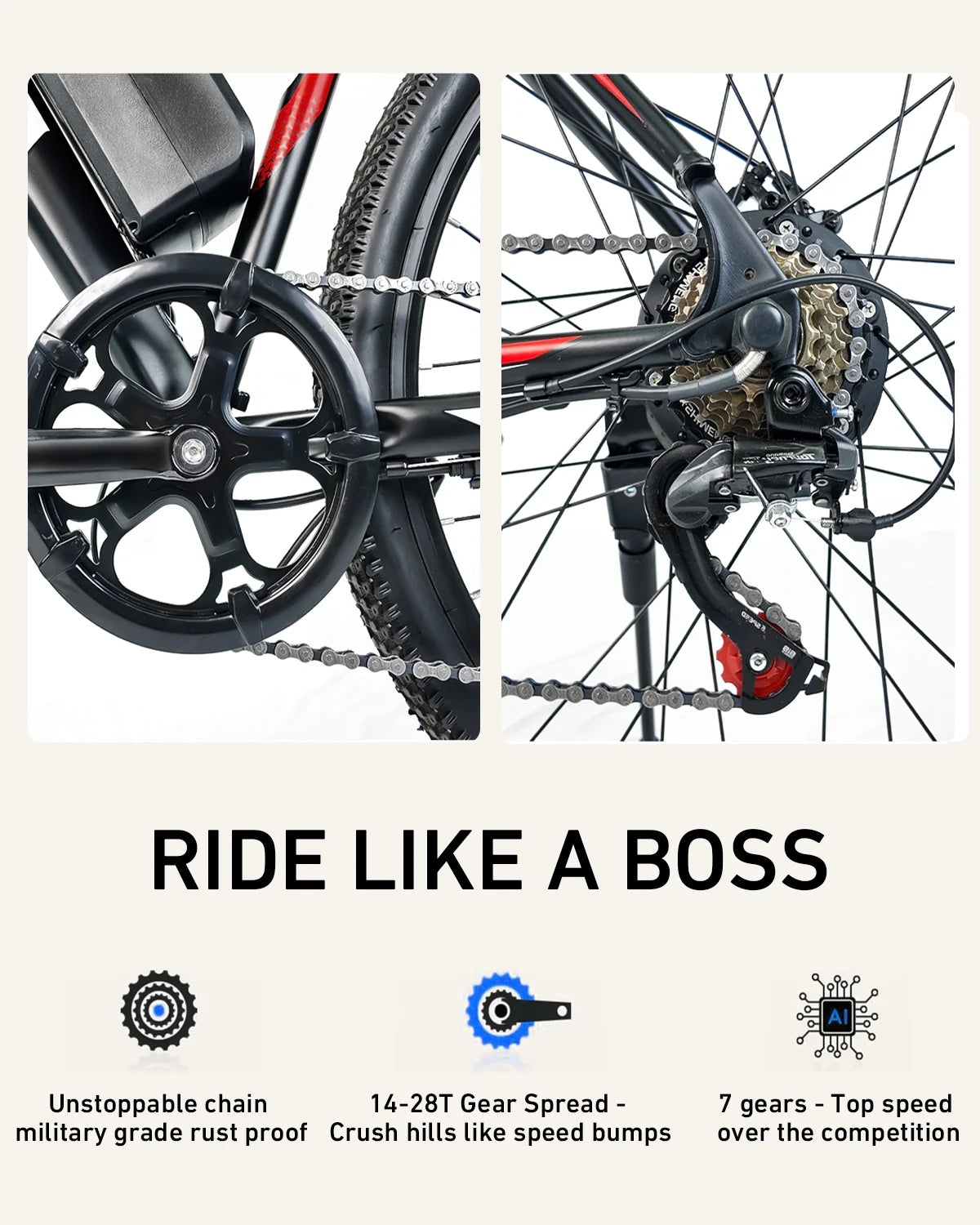 Electric Bike for Adults 750W Peak Motor, 25 Mph Ebike, 26" Tire Electric Bicycles with Max 15° Uphill, 36V 12Ah Battery, 45 Miles PAS Range, E Bikes for Adults and Teens,E-Mountain Bike, UL 2849