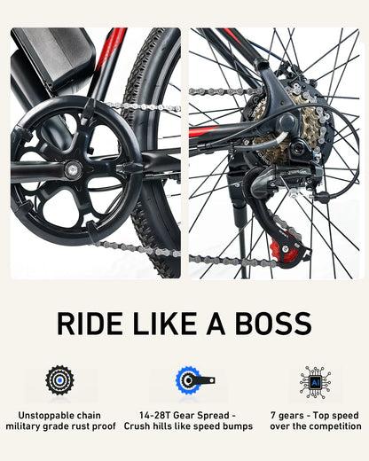 Electric Bike for Adults 750W Peak Motor, 25 Mph Ebike, 26" Tire Electric Bicycles with Max 15° Uphill, 36V 12Ah Battery, 45 Miles PAS Range, E Bikes for Adults and Teens,E-Mountain Bike, UL 2849