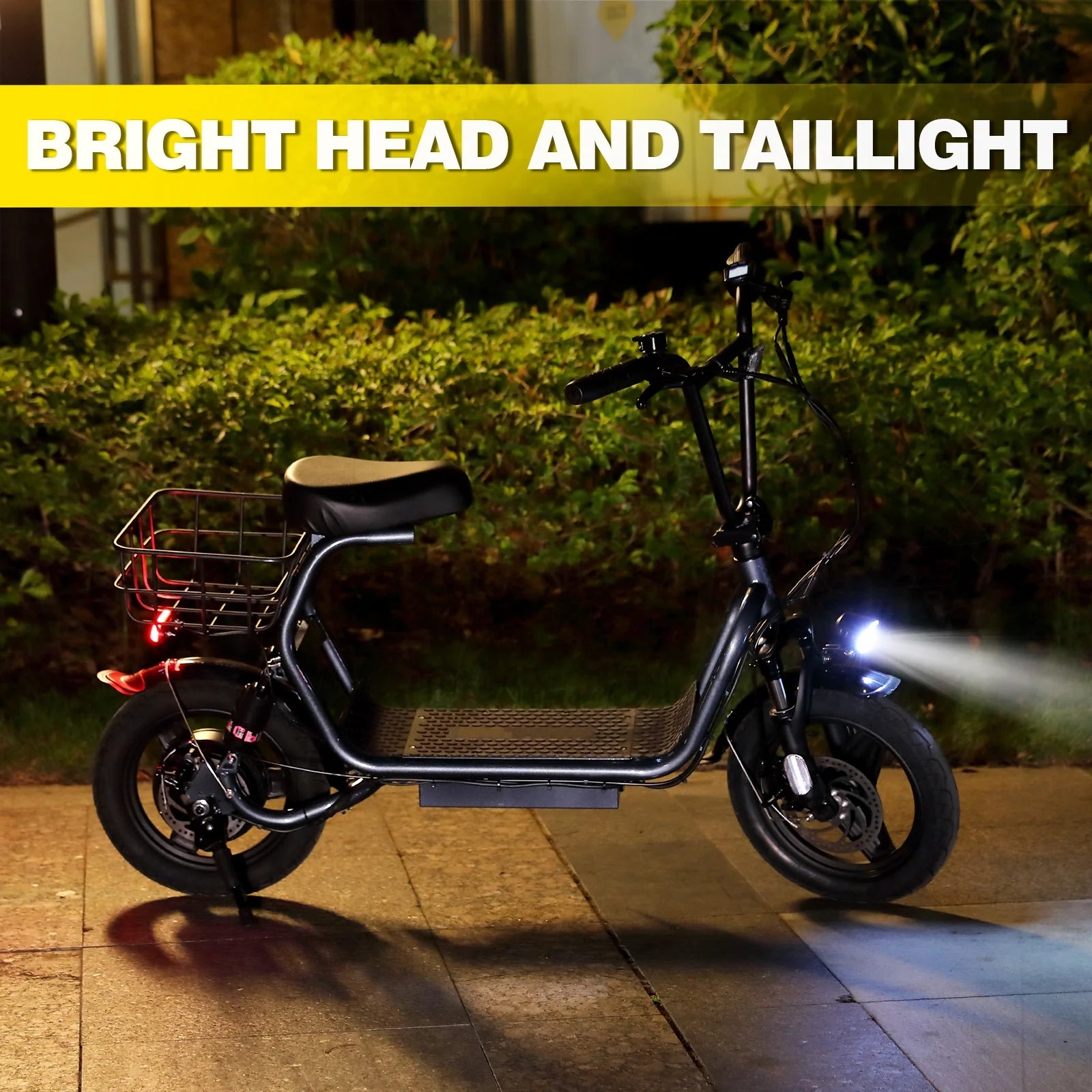 Electric Scooter with Seat, 500W 500Wh Battery 25 Miles Range 20Mph Top Speed, Foldable Electric Scooter for Adults with Basket, White