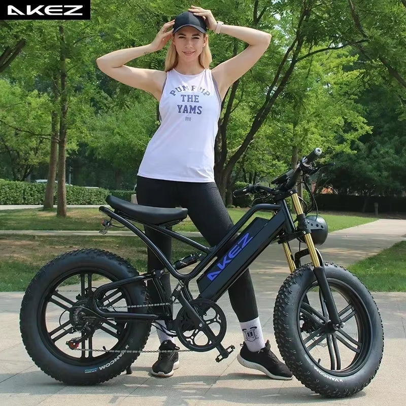 AKEZ Mountain Electric Bike 750W Motor 48V17.5AH Battery 21Speed Urban E-Bicycle Hydraulic Shock-Absorbing Power-Assisted E-Bike