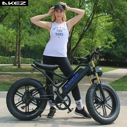AKEZ Mountain Electric Bike 750W Motor 48V17.5AH Battery 21Speed Urban E-Bicycle Hydraulic Shock-Absorbing Power-Assisted E-Bike