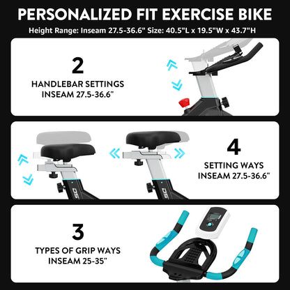 Magnetic Exercise Bike Stationary Bike for Home Gym Indoor Cycling Bike W/Comfortable Seat Cushion 350Lbs