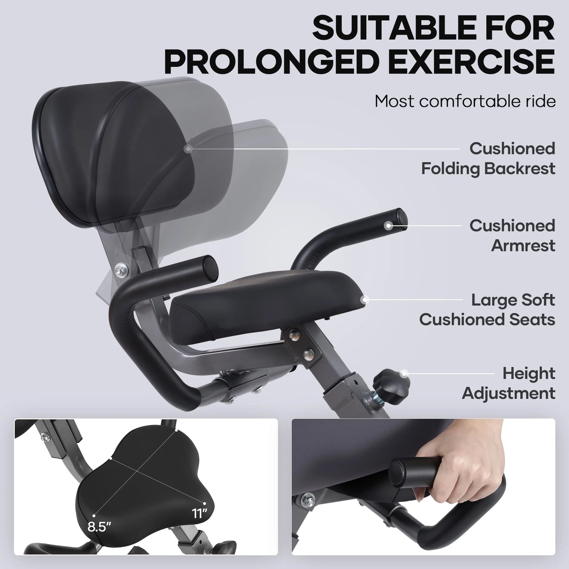 3In1 Folding Exercise Bike Magnetic Upright Bike with 10 Levels of Adjustable Resistance Indoor Cycling Stationary Exercise Bike Perfect for Home Use