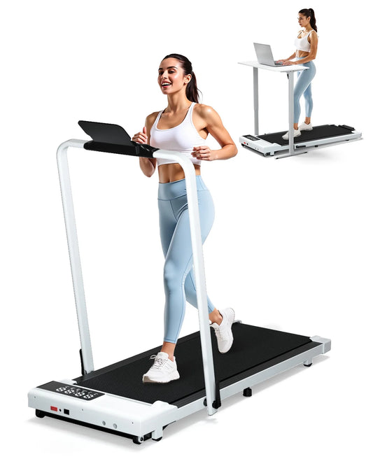 Walking Pad Treadmill with Incline and Handle Bar, 3.0 HP Foldable Treadmills 300LBS Capacity Folding Walking Pad 3 in 1 under Desk Treadmill Remote Control with APP