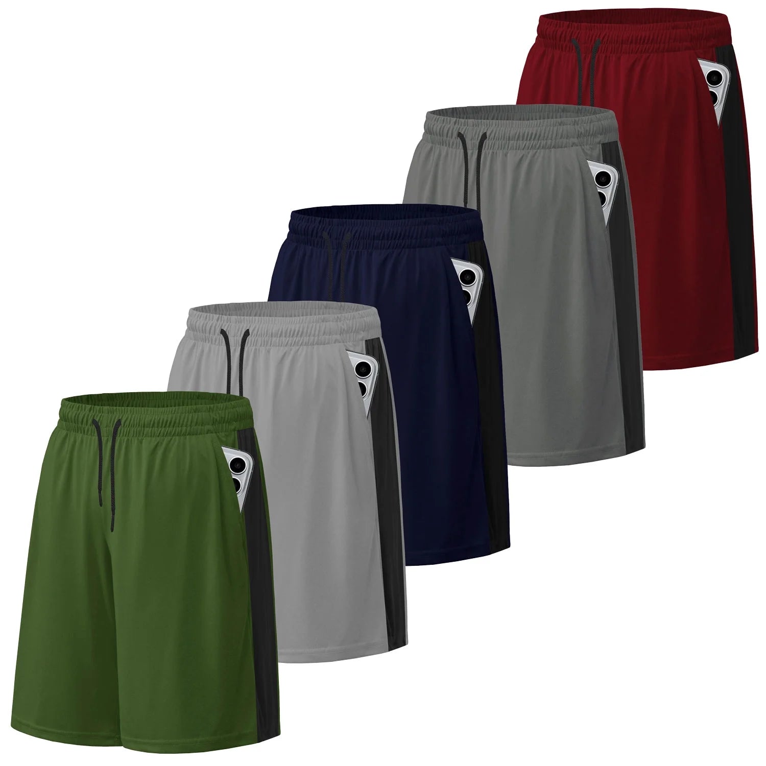 Men'S Athletic Shorts Mesh Workout Gym Activewear Basketball Shorts with Pockets 5 Pack