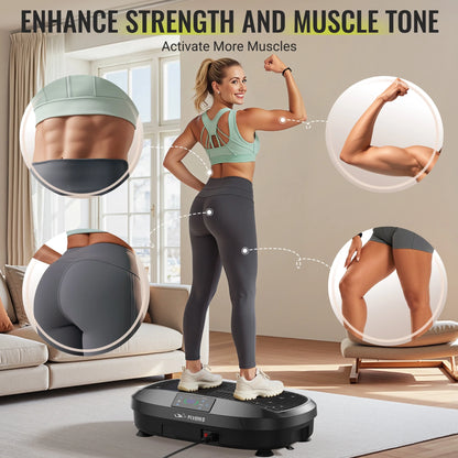Vibration Plate, Whole Body Workout Vibration Fitness Platform for Lymphatic Drainage, with 2 Resistance Bands