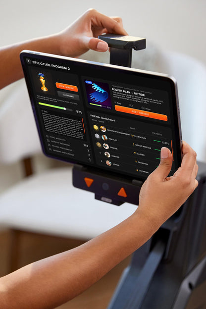 Stronggo Rowing Machine with Ipad Integration—Dual Air & Magnetic Resistance up to 100 Lbs | Game-Based Workouts, Compact Storage Design