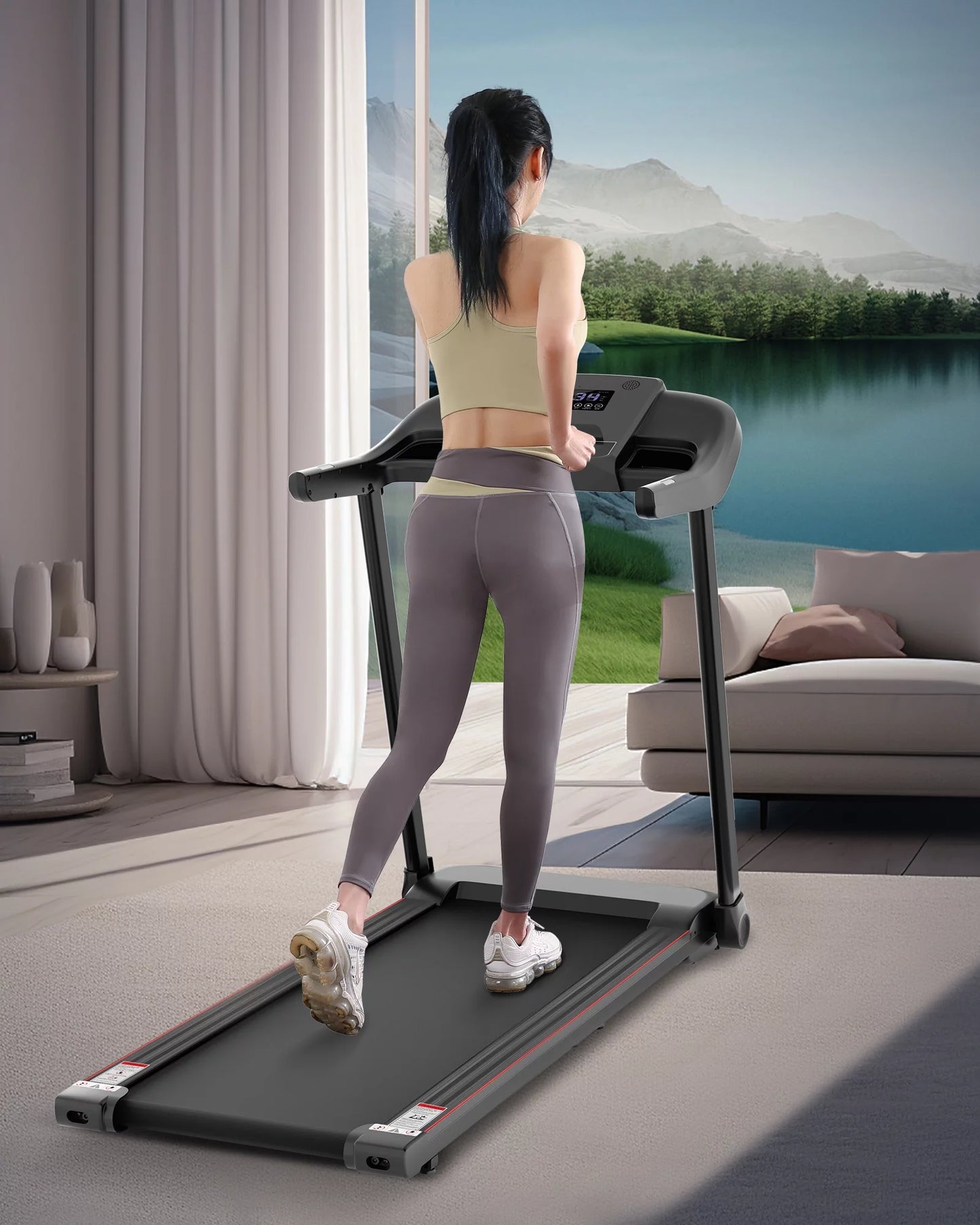 Treadmill Folding Electric Treadmill Bluetooth Voice Control Exercise Treadmill for Home Office Speed Range of 0.5 to 7.5 Mph