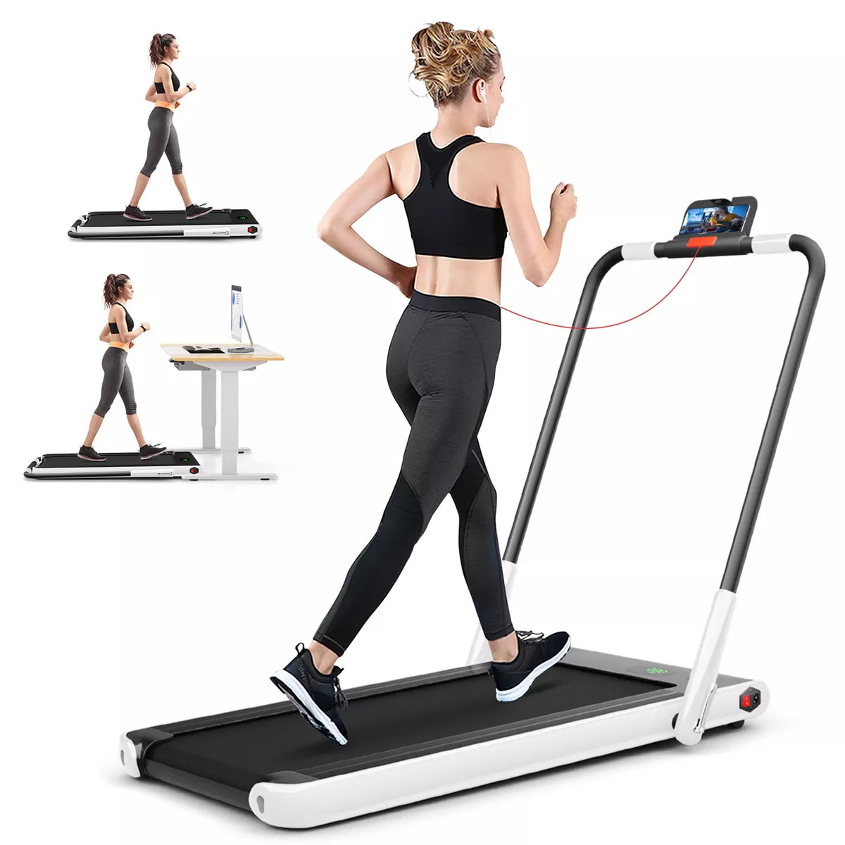 Superfit 2.25HP 2 in 1 Foldable under Desk Treadmill Remote Control