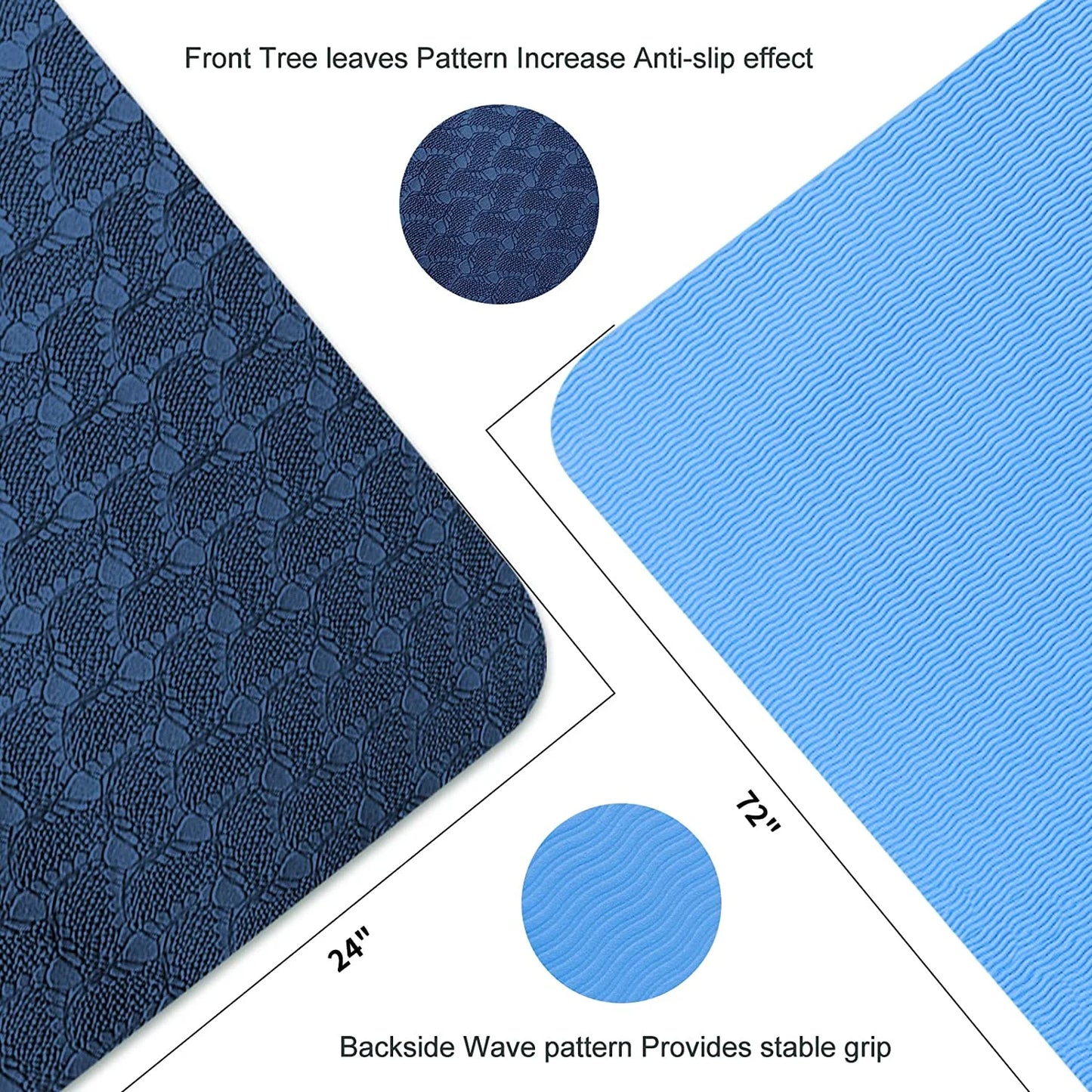 Yoga Mat 1/3 Inch Exercise Mats 8Mm TPE Non-Slip Extra Thick High-Density Eco Friendly for Yoga Workout Pilates Yoga Mats for Women Men