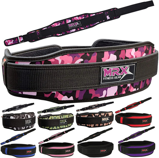 Weight Lifting Belt with Double Back Support Gym Training Camo Purple, XS